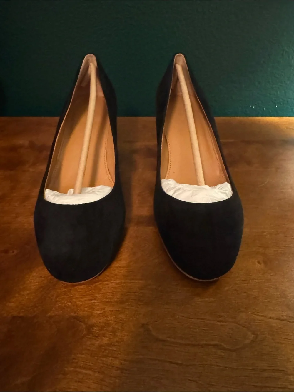 J. Crew Black Suede Pumps with Glitter Block Heel